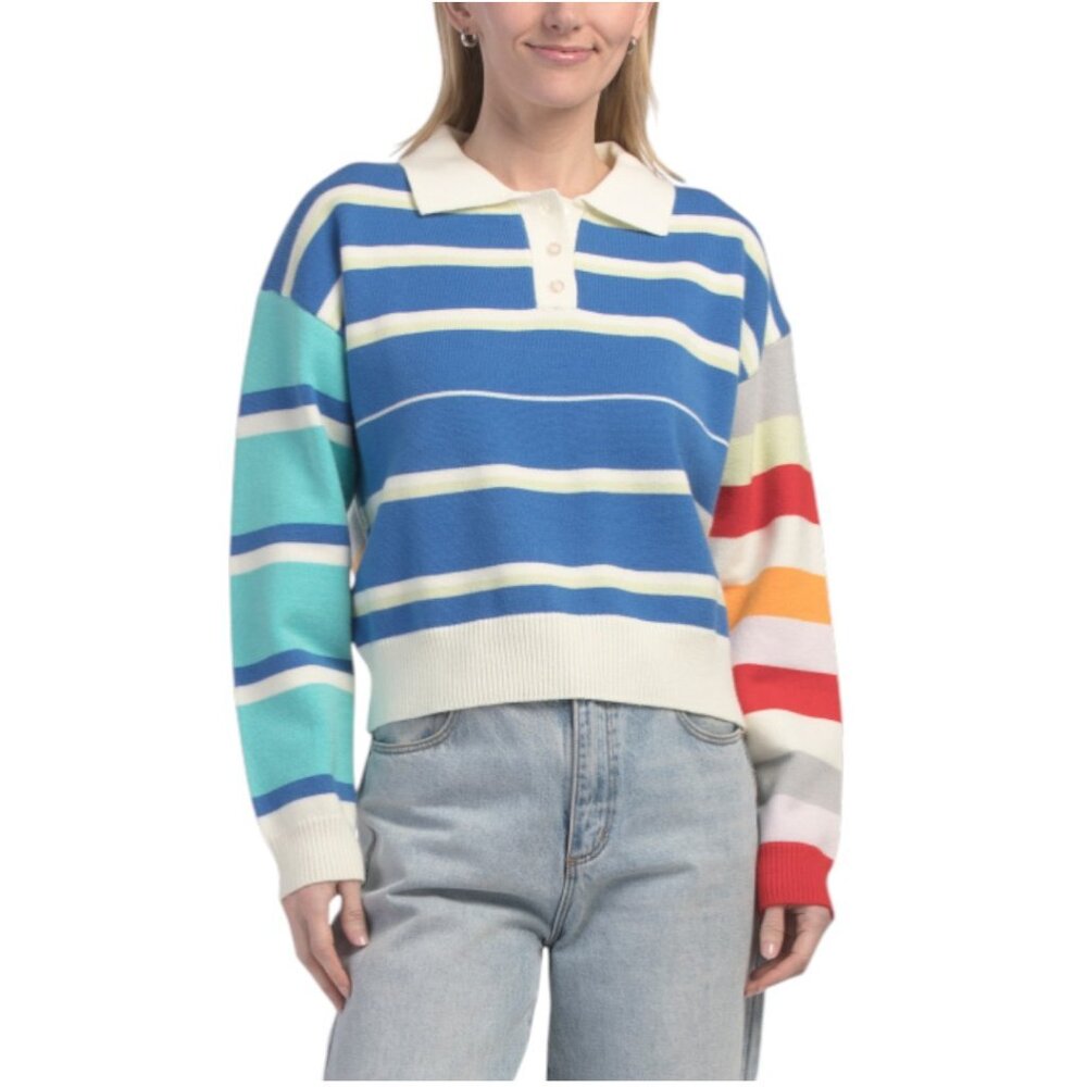 ENGLISH FACTORY Striped Polo Sweater